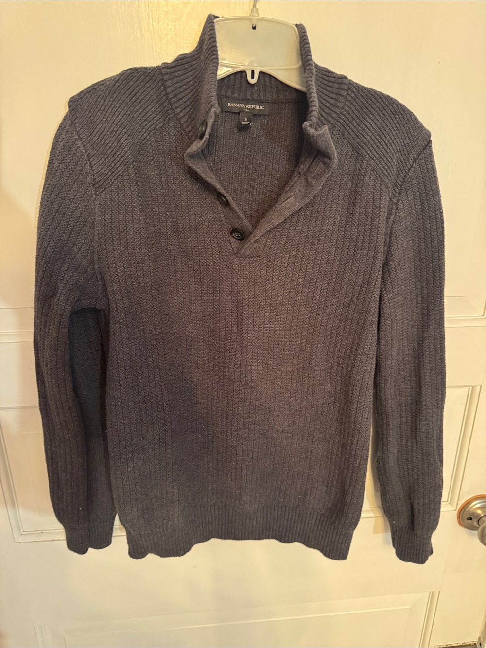 Banana Republic Men's Ribbed Shawl Collar Zip-Up Sweater - Charcoal